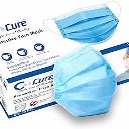 C-Cure® Meltblown - SMMS Fabric 3 Ply Disposable Face Mask with Aluminium Nose Clip | UltraSoft Ear Loop Mask for Dust Protection | Blue Pack of 100Pcs-0