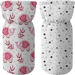 Novo Baby Cotton Soft Plush Baby Bottle Feeding Cover Tote Modern Bag Carrier Bag Bottle Cover with Strap Pack of 2 (Sunny Day)-29