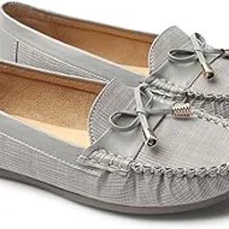 bella toes Casual | Synthetic Leather Latest Collection Loafer Shoes | Comfortable Stylish with Memory Foam Penny Loafers with Bows for Womens & Girls-picture-19