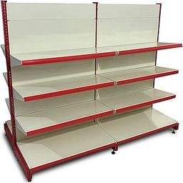 IRONIC Slotted Channel Rack | Grocery Rack | Multipurpose Adjustable Iron Rack for Kitchen, Shops and Book Shelf | RED & Ivory (Centre Rack 5FEET X 3FEET Set of 2)-image-38