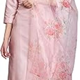 Women's Silk Blend Embroidered Straight Kurta Pant Set with Organza Dupatta-17