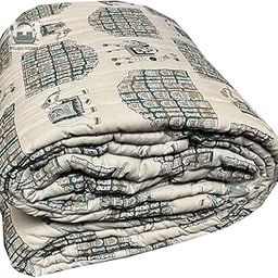 PINAARAS INTERIOR Pure Cotton Razai Traditional Jaipuri Animlas Design Quilt Printed Lightweight Single Bed Quilt/Razai/Rajai - Green (85X55 Inche)-image-74