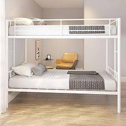 Heavy Duty Bunk Bed, Metal Twin Over Twin Bunk Bed with 2 Ladders for Kids, Teens, Boys & Girls – Sturdy, Space-Saving Design, White Finish-picture-20