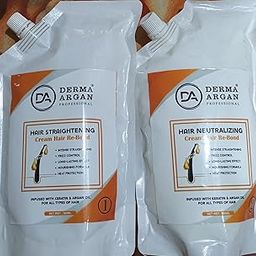 Derma Argan Professional Hair Straightening and Neutralizing Cream, 500ml, Keratin and Argan Oil Infused, Heat Protection-image-9