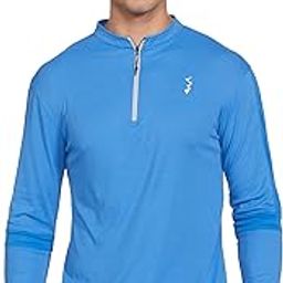 Campus Sutra Men's Solid Blue Mock Neck Dri-Fit Activewear T-Shirt Regular Fit for Casual Wear | Structured T-Shirt Crafted with Comfort Fit and High-Performance for Everyday Wear-picture-10