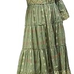 Women's Cambric Mexican Print Tiered Dress with Mask-picture-53