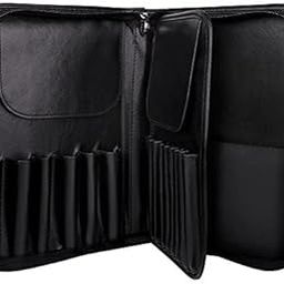 COSLUXE BEILI Makeup Brush Holder Bag, Professional Makeup Brushes Organizer Bag Makeup Artist Cosmetic Case Leather Handbag Black Travel Portable-image-20