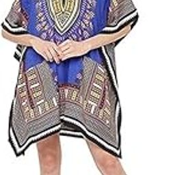 Women's Print Short Kaftan Dresses, XS-5XL Regular to Plus Size Yellow-1