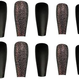 HEAVEN® 24pc Set Of Extra Long French Artificial Nails With Stone With Free Application KIt (Brown)-10