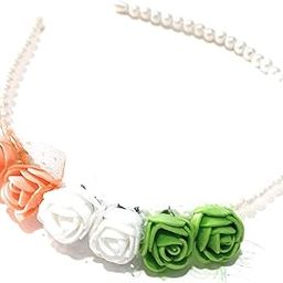 Tricolor foam Roses Flower with pearl Tiara/Crown for Republic/Independent Day Hair Band/hair Accessories for Women and Girls-picture-41