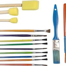 KABEER ART Set of 15 Paint Brushes and Foam Brushes of Various Sizes for Painting-image-23