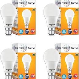 wipro Garnet 12W LED Bulb for Home & Office |Cool Day White (6500K) | B22 Base|220 degree Light coverage |4Kv Surge Protection |400V High Voltage Protection |Energy Efficient | Pack of 4-30