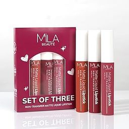 Mila Beaute Liquid Lipstick Set of 3 for Women I Non Transfer & Matte Finish I Lightweight & Hydrating I Rich Pigment with Tea Tree Oil I Mauves & Pinks-54