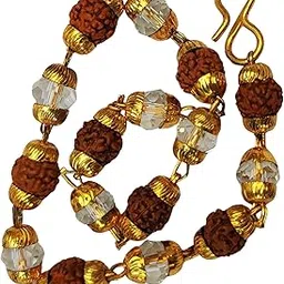 Apnisanskriti Rudraksha and Diamond Cut Sphatic Crystal Bracelet/Rakhi - Golden Brawn Color - Rudraksha and Sphatik - Pack of 1-picture-19