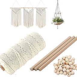 ecofynd DIY Cotton Cord Kit for Plant Hanger, Wall Hanging, 50 Meter Natural Rope, Wood Dowel (10 inch, 3 pcs), Wooden Beads (12mm, 40 pcs) Combo Packs for Adults Beginners (KIT011)-image-62