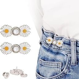 2pcs Pant Waist Tightener, Adjustable Waist Buckle Set, Extra Button for Jeans to Make Tighter, Instant Jeans Button Pins for Pants Jeans Skirts, No Sewing Required Perfect Use Travelling-30