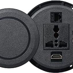 BOXNUBE Office Desk Swivel Round Grommet Socket with 6A Power, USB A, USB C, HDMI & CAT6 LAN Sockets | Round Cable Cubby-26