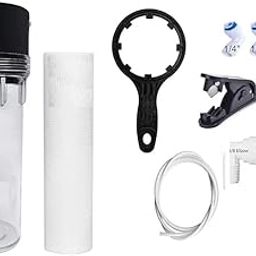 SAHAJ SALES Pre Filter Assembly Kit with 2 Spun Filters Candles, Spanner, Pipe, Elbow & Telfon | External Pre Filter Housing Kit Compatible with All Branded/Non Branded Water Purifiers Filters, Black-image-0