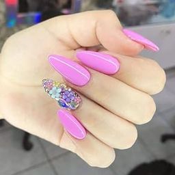 FWS Artificial fake Press On Nails Art Set (Set Of 20) Reusable Nails Extension,BridalNails,Stick-On Nails,Manicure Art Set, AcrylicNails,False Nails,DesignerNails | Nail Glue, Nail file, cuticle pusher, cleaning wipe | Glossy Pink,Multicolor 3D Floral Shape Stiletto-image-95