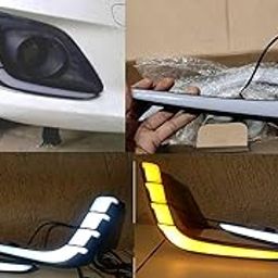DDA ENTERPRISES DRL bumber light with yellow turn signal DAY RUNNING LIGHT (DRL) WITH INDICATOR FOR MARUTI Suzuki swift 2014 to 2017 and above (set of 2PCS) | LED-7
