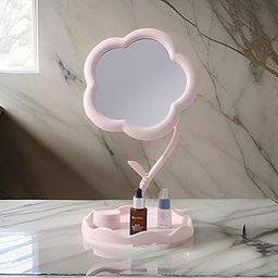 classic-hub Sunflower Shaped Makeup Mirror, Flower Shaped Makeup and Makeup Mirror | Dressing Table Hanging Jewelry Princess Mirror | Desktop Makeup Mirror with Tray for Bedroom-image-16