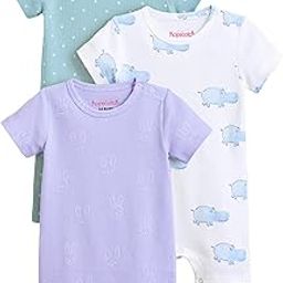 Boys and Girls Short Sleeves All Over Print Print Multi Rompers-image-98