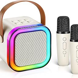 Karaoke Machine Kids with 2 Wireless Microphones, Mini Portable Bluetooth Speaker Kids Karaoke Machine for Girls with Led Lights Kids Toys Fun Birthday Gifts for 4,5,6,7,8 Year-image-95