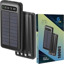 GIGALUMI 10000mAh Solar Power Bank Built-in COB Flashlight Portable Charging Device with LED Indicators 2 USB Output Ports & USB-A to Micro-USB Cable for Smartphones Tablets (Pack of 1, Black)-6
