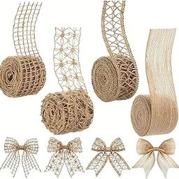 4-Pack Jute Ribbon Rolls Set | 3 Sizes (2m x 4.5cm/3.8cm/4cm) | Eco-Friendly Gift Wrapping & Craft Decor | Natural Fiber Lace for DIY/Wedding/Party-image-60