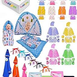 Toddylon 56 PCS Premium Newborn Baby Gift Set | Baby Shower Gift | All-in-One Infant Essentials Combo Kit with Soft Cotton Clothing, Mattress & More | Ideal for Baby Boys & Girls (0–6 Months) (Blue -1)-image-56