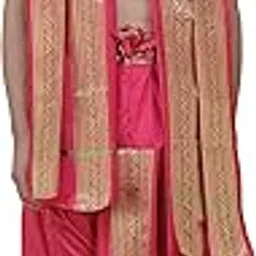 exotic india Men's Art Silk Ready to Wear Angavastram Set Meenakari Woven Golden Border-picture-3
