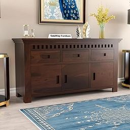 Sheesham Wooden Chest of Drawer with 3 Drawer & 3 Door Storage for Living Room Storage Solid Wood Chest of Drawers Wooden Drawer Cabinet for Bedroom Home Decor (Baris Walnut Finish)-20
