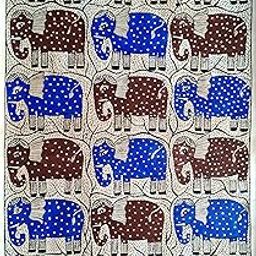 Multiple Elephants Madhubani Painting | Authentic Mithila Artworks by Mthila Kriti | handmade paper, acrylic colors.-image-51