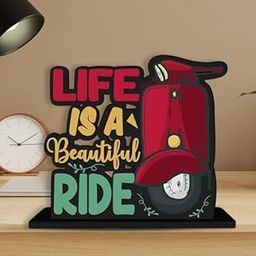 My Creative Hut® Wooden Quotes Table Decor for Office Table Showpiece , Home Decoration , Living Room , Modern Gifting Item (Life is a Beautiful Ride, 6 x 6)-14