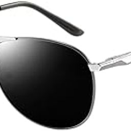 Polarized Aviator Sunglasses for Men | Alloy Frame UV Protected Anti-Glare Goggles for Outdoor Driving Riding Fashion Beach | Stylish Sunglasses for Men | Silver Gun Black (Large)-picture-22