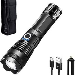 YXQUA 10000 Lumen Rechargeable Tactical Flashlight, Bright Flashlight with 5 Modes, Waterproof, Zoomable, LED for Hiking Hunting Camping Emergency Outdoor Sport, with Holster-8