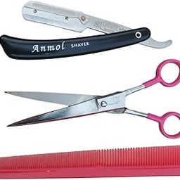 6" Hair Cutting Scissors Barber Salon Use Smooth Comfortable & Salon Used Straight Edge Barber Blade Shaving Razor-image-35