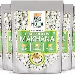 NUTRI HARVEST Fox Nuts ,Phool Makhana 1Kg |(big size) Healthy Snack Low Calorie Gluten Free and Vegan| known for Maintains Weight | High Protein Makhana (Pack of 5)| No artificial flavours and No preservatives-image-67