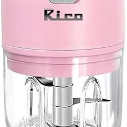 Rico Mini Electric Rechargeable Chopper for Kitchen | 1200 mAh Battery, 50% Faster USB-C Charging | 250ml Onion & Vegetable Cutter | Ideal for Busy Moms (Pink)-31