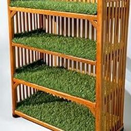 EVRA Bamboo, Wooden, Cane Bookshelf with Grass top, Shoe Rack for Home Kitchen Cane Semi-Open Book Shelf-5
