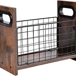 UJEAVETTE Magazine Storage Basket Wood Magazine Organizer for Letters Newspapers Books-19