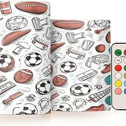 SUABO Football Patterns Flameless Candles, Flickering LED Candles Battery Operated Color Changing with Remote Timer for Party Wedding Decoration-image-82