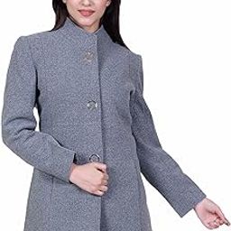 Women Standard Length Wool Blend High Collar Long Sleeve Overcoat-13