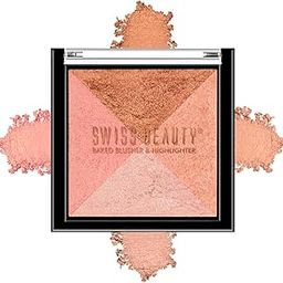 Swiss Beauty Mini Baked Shimmer Blusher And Highlighter Palette For Face Makeup| Shade-1 Multicolor, 7 Gm |-image-44
