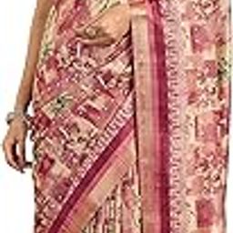 Libas Peach Printed Silk blend Sarees for women-image-59