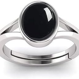 10.25 Ratti 9.00 Carat Black Onyx Stone Ashtdhatu Adjustable Ring Certified Sulemani Kaala hakik Gemstone Ashta dhatu Free Size Anguthi untreated for Men and Women Silver matel Ring-image-4