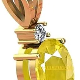 sidharth gems Certified Unheated Untreatet 13.00 Carat A+ Quality Natural Yellow Sapphire Pukhraj Gemstone Gold Plated Pendant Locket for Women's and Men's-picture-40