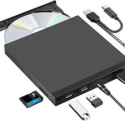 External CD DVD Drive Burner USB 3.0 Type-C with Extra USB Ports and SD Reader, Portable DVD/CD ROM +/-RW Optical Disc Drive Player for Mac & Windows 11/10/8/7-picture-13