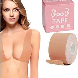 Boob Tape for Breast Lift with Nipple Covers | Body Tape for Push-Up and Shaping | Ideal for Backless, Strapless, or Sticky Bras | Waterproof and Sweat-Proof Beige-image-90