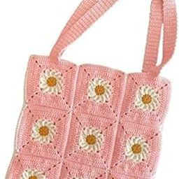 ZZARA Cotton Handmade Sling Bag Hand Spacious Tote Shopping Handmade Knitting Bag Crochet Multicolour Pink Color Handcrafted Shoulder Handbag-30